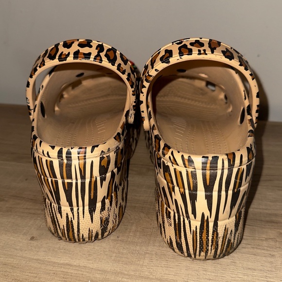Leopard Print Womens Platform Croc style Clogs - Picture 4 of 8
